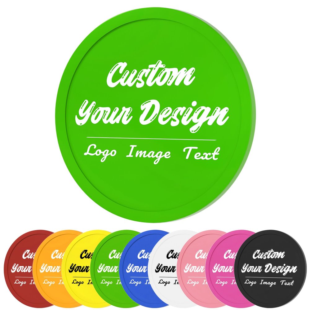 100 Pack Custom Poker Chips, Personalized Your Own Logo/ Image/Text on Chip, Double Sided Full Color Print Custom Drink Chips, Good for Casino Night, Bar Drink Token and Bachelor Party (Green)