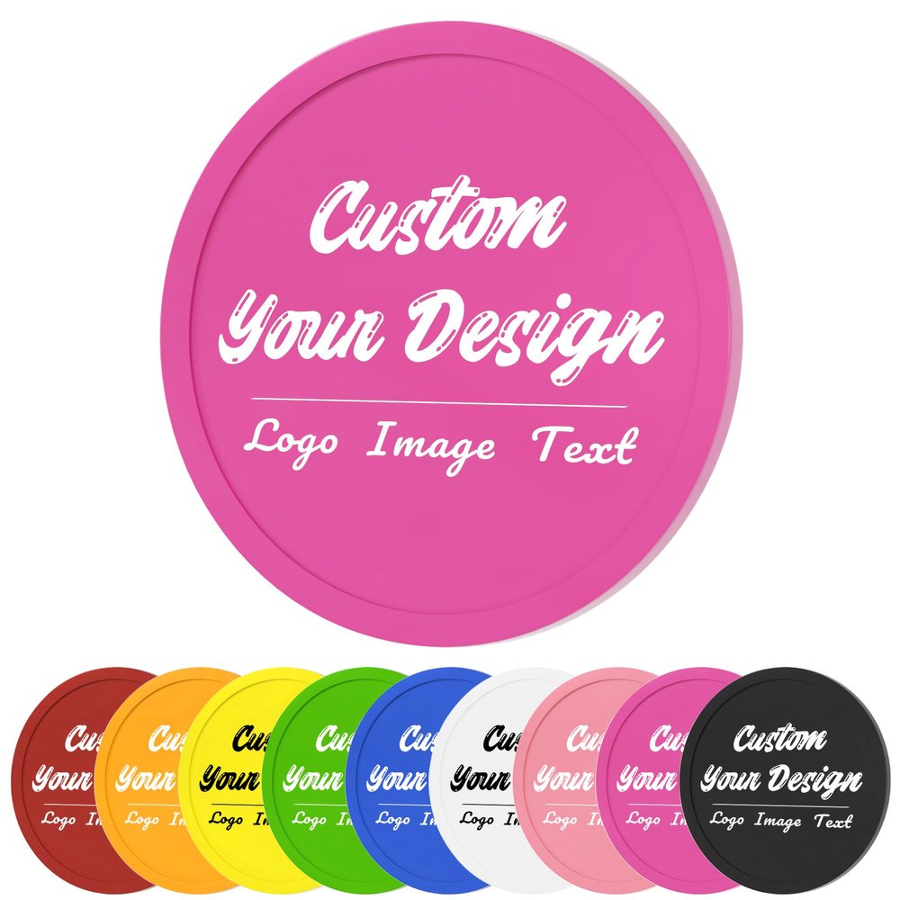 100 Pack Custom Poker Chips, Personalized Your Own Logo/ Image/Text on Chip, Double Sided Full Color Print Custom Drink Chips, Good for Casino Night, Bar Drink Token and Bachelor Party (Rose Red)