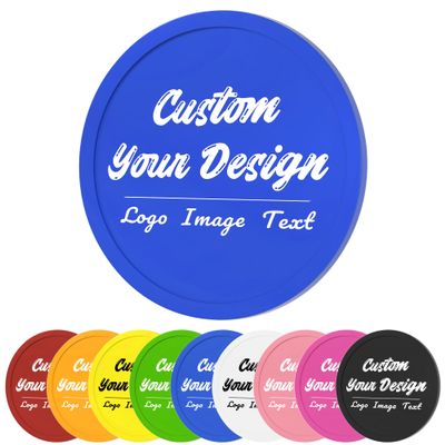 100 Pack Custom Poker Chips, Personalized Your Own Logo/ Image/Text on Chip, Double Sided Full Color Print Custom Drink Chips, Good for Casino Night, Bar Drink Token and Bachelor Party (Blue)
