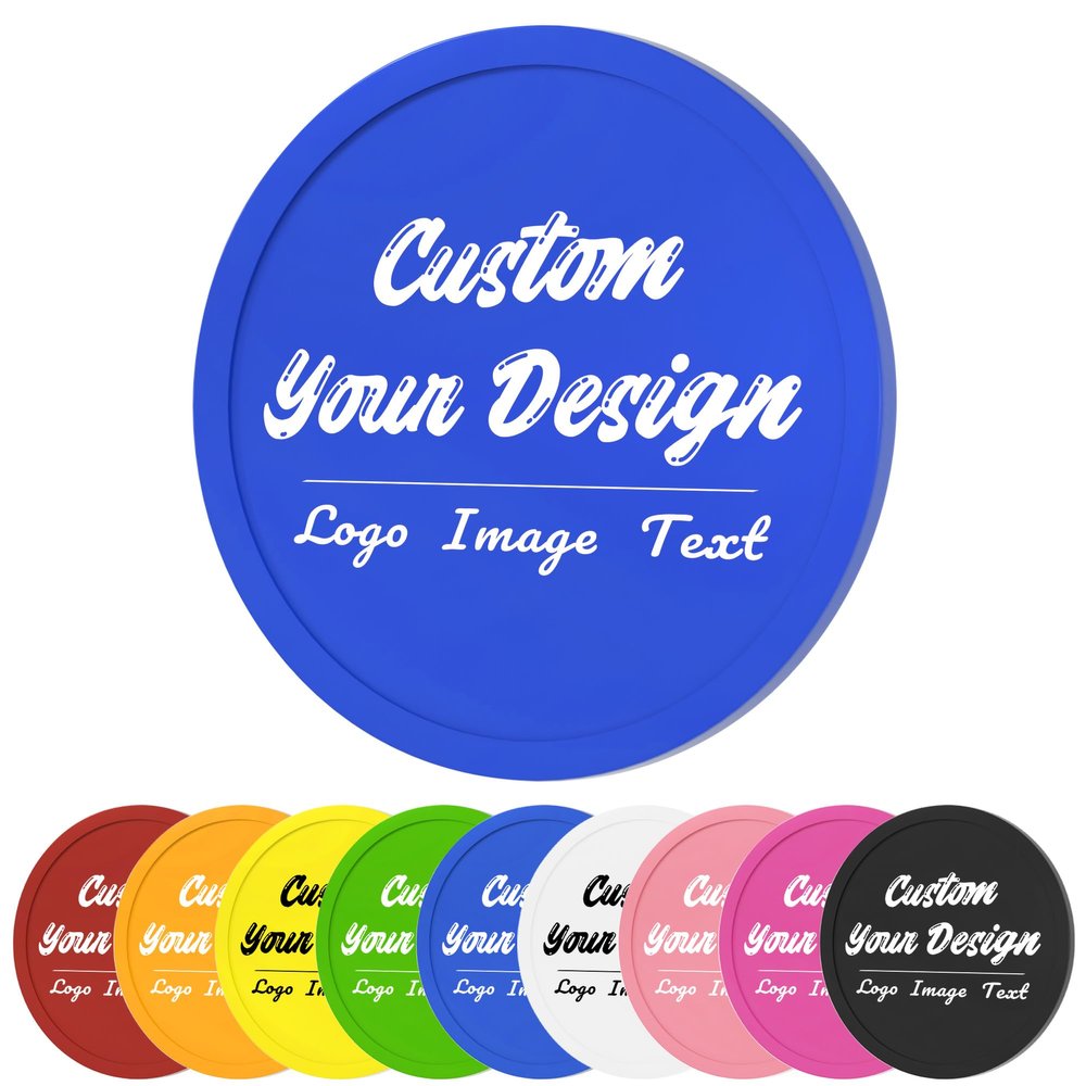 100 Pack Custom Poker Chips, Personalized Your Own Logo/ Image/Text on Chip, Double Sided Full Color Print Custom Drink Chips, Good for Casino Night, Bar Drink Token and Bachelor Party (Blue)
