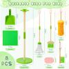 WHOHOLL Wooden Kids Cleaning Set Toddler Broom Set for Housekeeping 8 Pcs Broom and Mop Set for Toddlers 3-6, Cleaning Toys with Dustpan Sponge, Christmas Birthday Gifts for Boys Girls (Green) view 3
