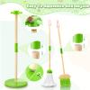 WHOHOLL Wooden Kids Cleaning Set Toddler Broom Set for Housekeeping 8 Pcs Broom and Mop Set for Toddlers 3-6, Cleaning Toys with Dustpan Sponge, Christmas Birthday Gifts for Boys Girls (Green) view 4