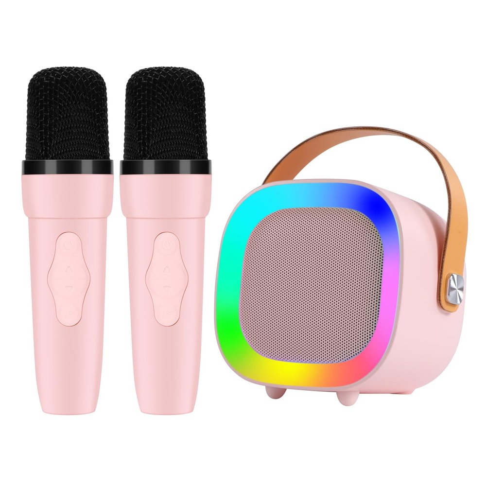 Karaoke Machine for Kids Adults, Mini Karaoke Machine for 4 5 6 7 8 9 10 11 12 Years Old Girls Birthday Christmas Party Gifts, Toddler Toys with 2 Wireless Microphone