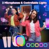 Karaoke Machine for Kids Adults, Mini Karaoke Machine for 4 5 6 7 8 9 10 11 12 Years Old Girls Birthday Christmas Party Gifts, Toddler Toys with 2 Wireless Microphone view 3
