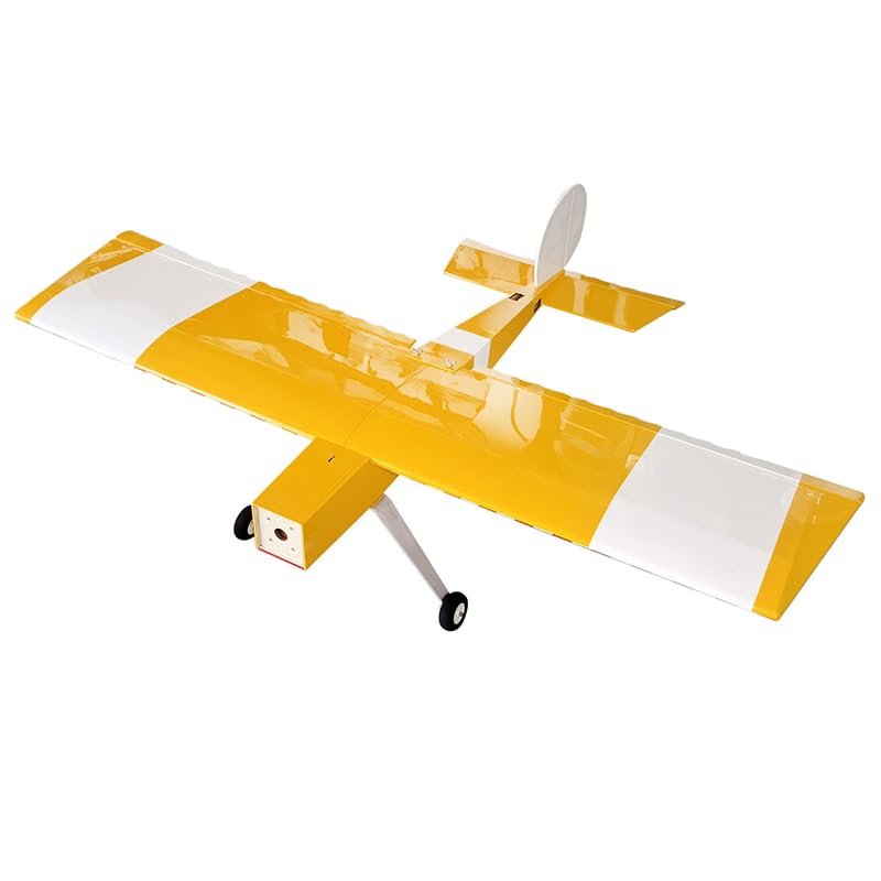 F077 58inches Fixed Wing Balsa Wood Gasoline RC Model Airplane-ARF Version (Yellow)