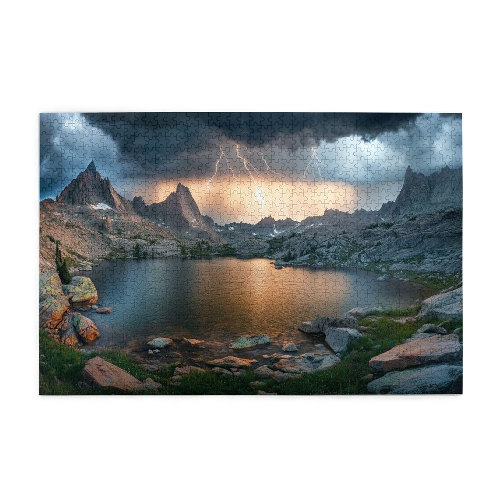 MA6GE8DE Thunderstorms & Lakes Wooden Puzzles for Adults 1000 Pieces,Exquisite Scenery Photography Modern Art Puzzle,Relax Yourself,Puzzles Suitable for Entertaining with Family During Holidays