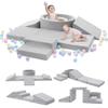 Elftopia Foam Climbing Blocks with Ball Pit & Stairs for Toddlers Aged 1-3 -Soft Playset for Indoor Crawling, Foam Playground Set for Baby to Active Playing Inside -(Balls NOT Included),Grey view 1