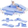 Elftopia Foam Climbing Blocks with Ball Pit & Stairs for Toddlers Aged 1-3 -Soft Playset for Indoor Crawling, Foam Playground Set for Baby to Active Playing Inside -(Balls NOT Included),Light Blue view 1