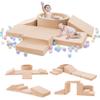 Elftopia Foam Climbing Blocks with Ball Pit & Stairs for Toddlers Aged 1-3 -Soft Playset for Indoor Crawling, Foam Playground Set for Baby to Active Playing Inside -(Balls NOT Included),Beige view 1