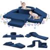 Elftopia Foam Climbing Blocks with Ball Pit & Stairs for Toddlers Aged 1-3 -Soft Playset for Indoor Crawling, Foam Playground Set for Baby to Active Playing Inside -(Balls NOT Included),Navy view 1
