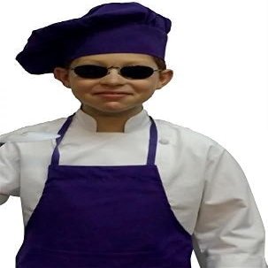 CHEFSKIN Kids Chef Set: 1 Jacket + 1 Hat + 1 Apron, Purple, Size XXS-XXL (XS Fits Kids 3-4)