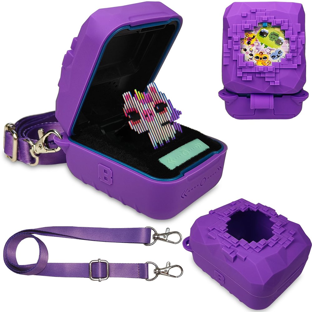 JCHPINE Silicone Cover Case for Bitzee Magicals Interactive Digital Pet and Case, Protective Skin Sleeve for Bitzee Magicals Virtual Electronic Pets Accessories (Purple)