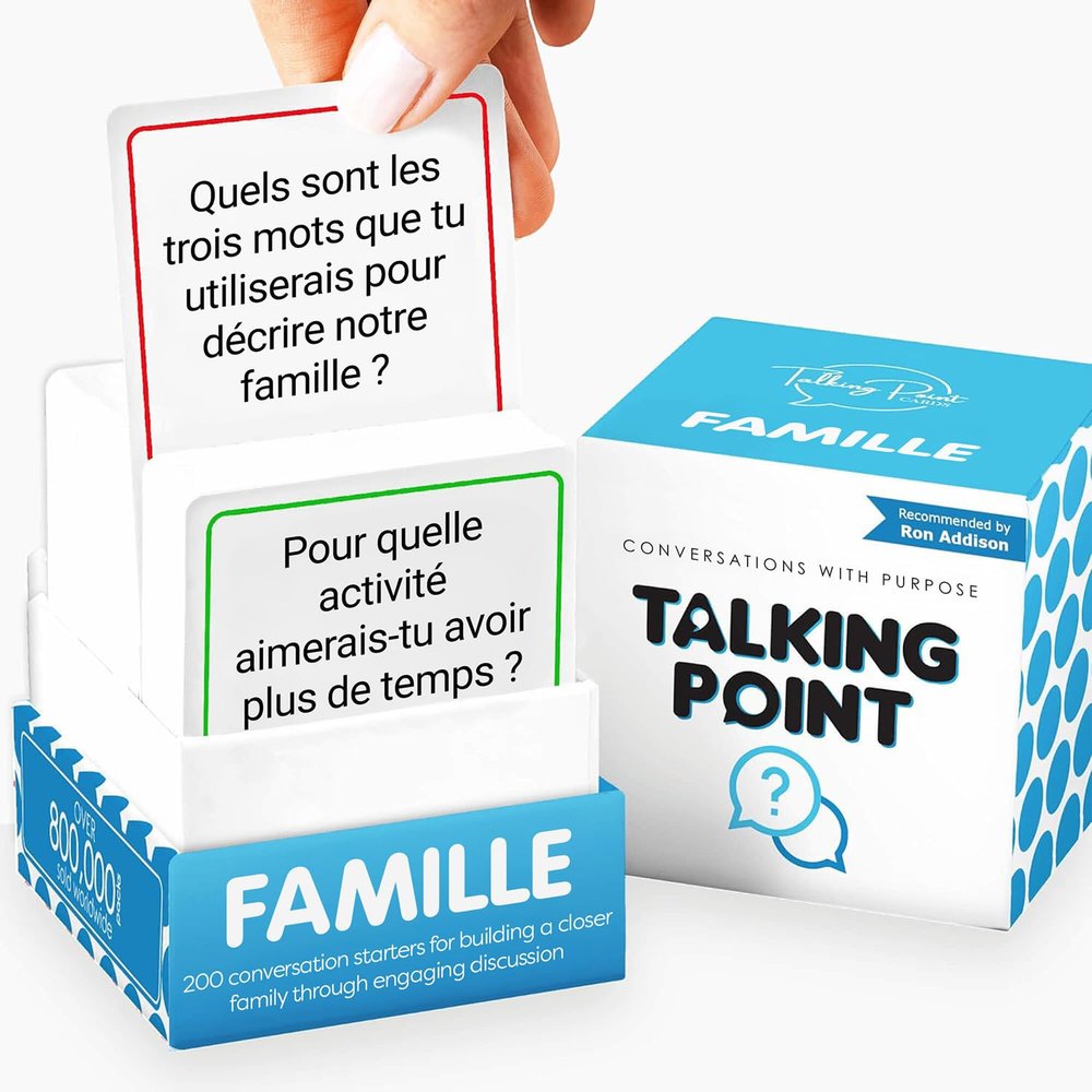 200 Family Conversation Cards - Famille en franais - Put Down The Phones & Connect with Family - Get to Know Each Other Better with Meaningful Talk - Great for Dinner Table & Road Trips - French