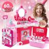 3-in-1 Kids Beauty Vanity Set  60cm Pink Makeup Suitcase with Mirror, Makeup Accessories, Music, Light Effects, and Jewelry  Best Gift for Girls, Portable Pretend Play Set for Ages 3+ view 2