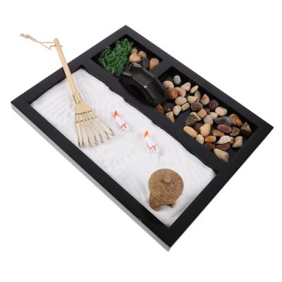 Abaodam Simulation Ocean Scene Zen Garden Decorative Miniature Landscape for Office Desk Black Garden Rakes for Meditation and Relaxation