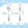 10 Pieces Toddler Utensils Kids Silverware Set, Kids Silverware Stainless Steel Childrens Safe Flatware Metal Baby Utensils Set Small Forks and Spoons for Self Feeding, Dishwasher Safe view 2