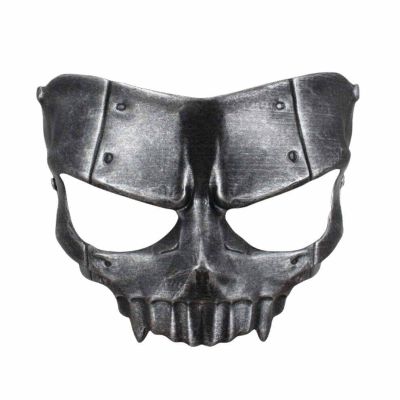 Amonkky Skull Face Resin Mask Halloween Role Playing Mask Halloween Make up Ball Costume Props. (Silver)