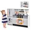 Costzon 2-Piece Play Kitchen, Wooden Toy Kitchen Set with Refrigerator, Ice Maker, Range Hood, Pretend Oven, Kids Kitchen Playset with Sounds & Lights, Gift for Ages 3+ view 1