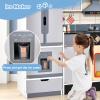 Costzon 2-Piece Play Kitchen, Wooden Toy Kitchen Set with Refrigerator, Ice Maker, Range Hood, Pretend Oven, Kids Kitchen Playset with Sounds & Lights, Gift for Ages 3+ view 3