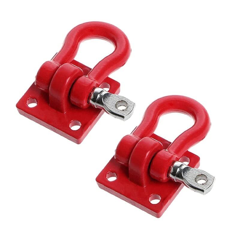 HLSONHENGM 2Pcs RC Car Metal Climbing Trailer Hook Buckle Winch Shackle for 1/10 Scale Track Truck D90 SCX10 Upgrade Spare Parts(Red)