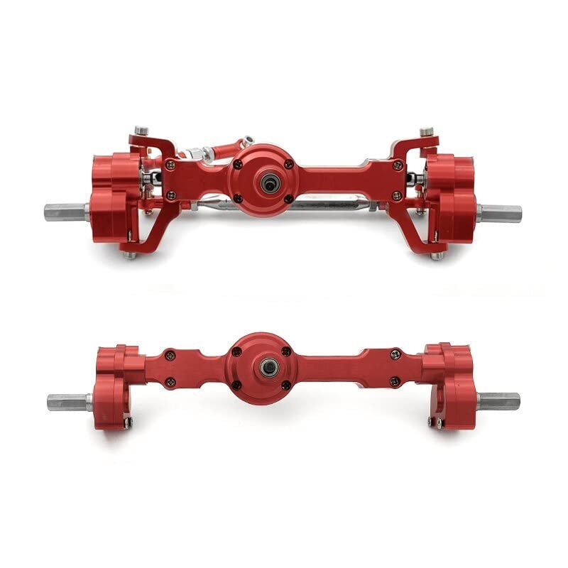 HLSONHENGM 1 Pair Aluminum CNC Anodized Full Metal Front and Rear Door Bridges for 1/12 MN MN99S MN98 D90 D91 D99 D99S MN90 RC Car Parts(Red)