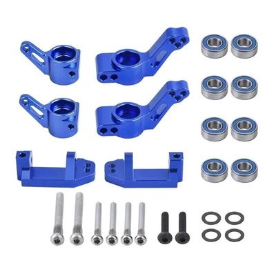 1 Set Metal Front Caster Block Steering Block Rear Stub Axle Bracket Kit for 1/10 Traxxas 2WD for Slash for Stampede for Rustler RC Car Part(Blue 1 Set)
