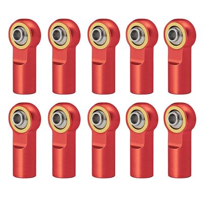 10Pcs Metal M3 Aluminum Link Rod Tie Rod End Ball Joint for AXIAL SCX10 D90 D110 for Tamiya CC01 Racing 1/10 RC Car Track Car(Red)