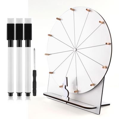 NQEUEPN Wooden Spinning Wheel, 11.4inch Prize Wheel Spinning Prize Wheel Tabletop Spinner Raffle Wheel Roulette Wheel for Fortune Game Prizes Carnival Trade Show (White)
