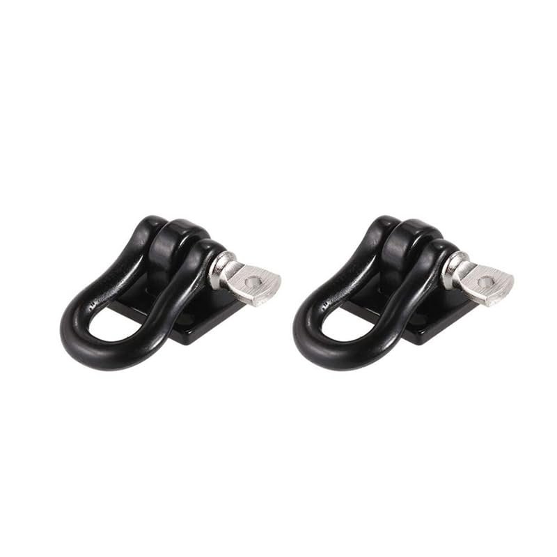 HLSONHENGM 2Pcs RC Car Metal Climbing Trailer Hook Buckle Winch Shackle for 1/10 Scale Track Truck D90 SCX10 Upgrade Spare Parts(Black)