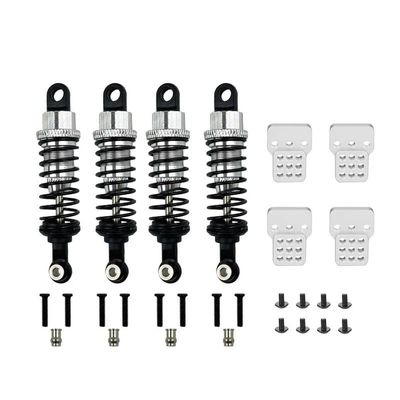 HLSONHENGM 1 Set RC Car Metal Shock Absorber Oil Filled Type with Shock Tower for WPL C14 C24 for MN D90 D91 MN99 99 Adjustable Upgrade Parts(Silver)