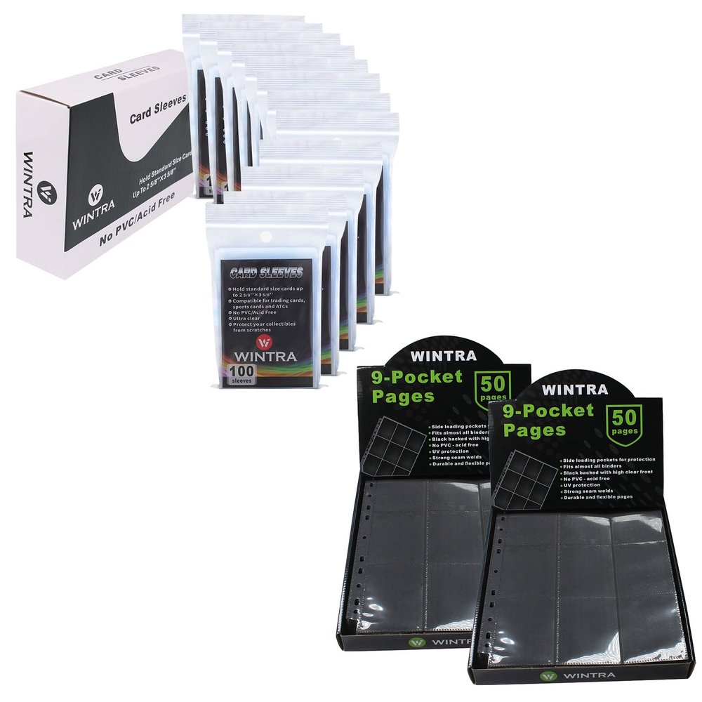 1800 Pockets 9-Pocket Side-Loading Card Pages Bundle with 1200 Cout Thin Soft Penny Card Sleeves