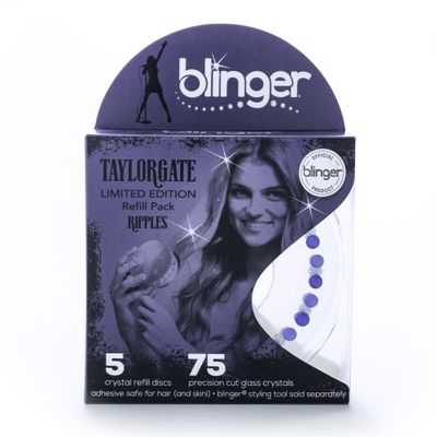 blinger Limited Edition Refill Pack - Love | 75 Precision-Cut Glass Crystals (5 Discs) | Hair Safe Adhesive - Bling In, Brush Out | blinger Styling Tool Not Included | Navy 5 MM
