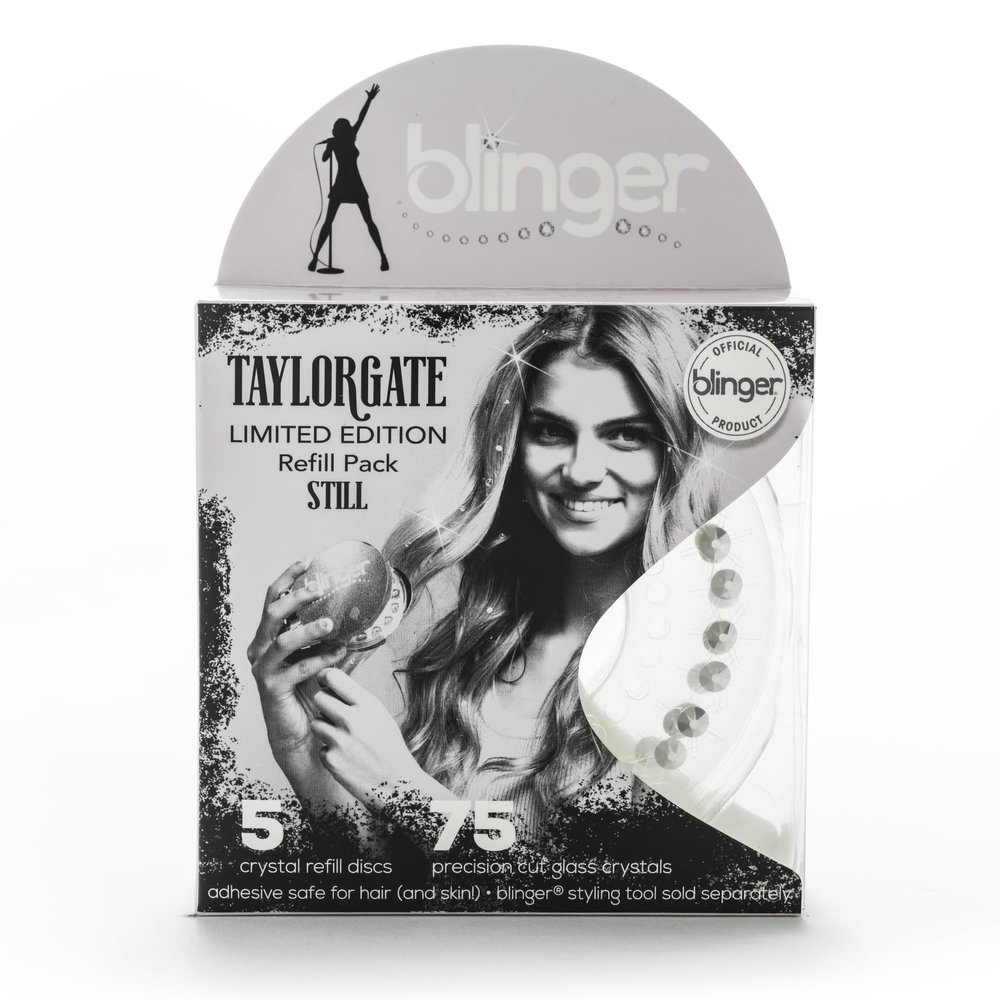 blinger Limited Edition Refill Pack - Still | 75 Precision-Cut Glass Crystals (5 Discs) | Hair Safe Adhesive - Bling In, Brush Out | blinger Styling Tool Not Included | Silver 5 MM