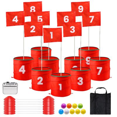 A11N SPORTS Finchley Backyard Golf Chipping Game | Portable 9 or 6 Holes Yard Golf Course for Outdoor, Lawn, Beach, Park | Golf Gifts for Men Women