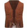 Sinleey Boys Girls Western Fringe Tassel Vest Baby Cowboy Sleeveless Waistcoat Halloween Fancy Party Costume Brown 0-3 Months view 1