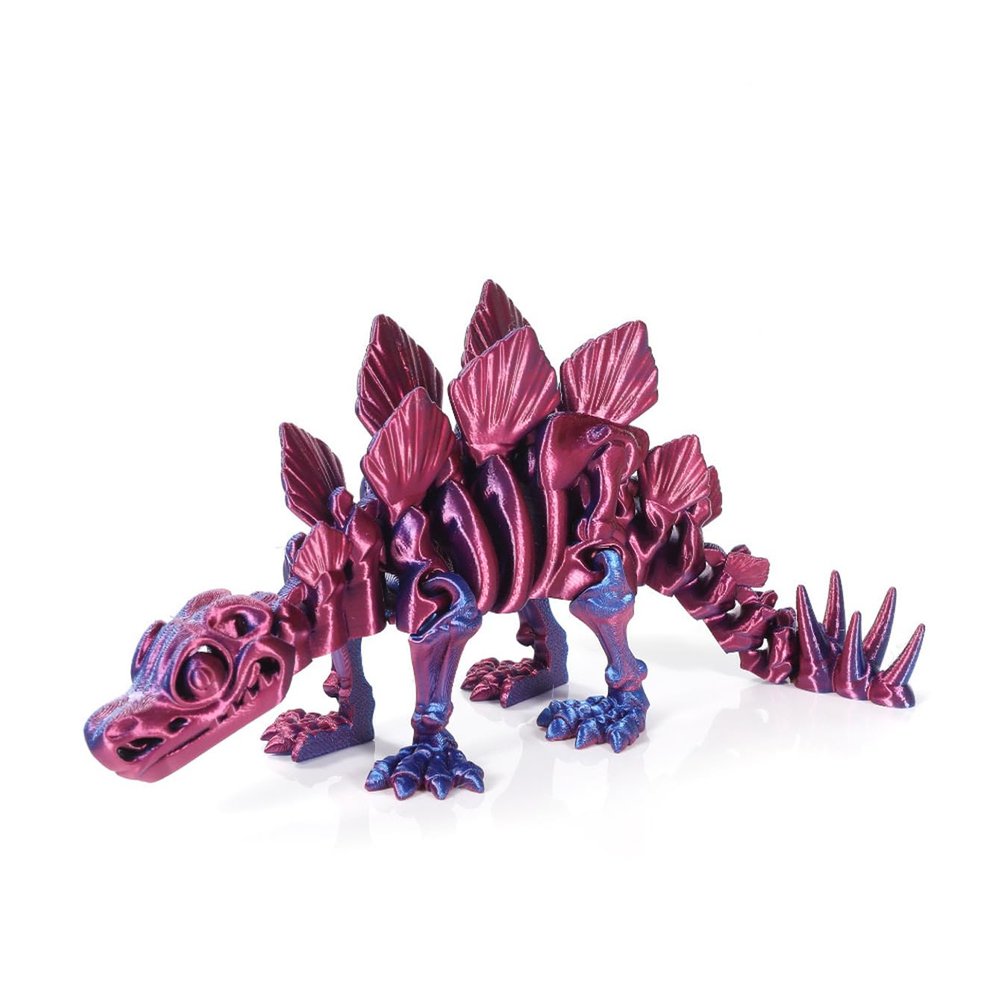 3D Printed Articulated Dragon and Dinosaur Fidgets, Stegosaurus for Adults, with Autism/ADHD(Laser Green) (Laser Purple)
