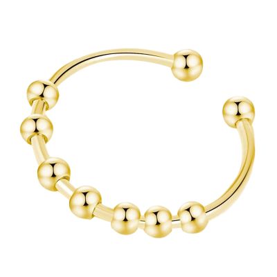 Anxiety Rings for Women, Fidget Ring Women, Women's Adjustable Stainless Steel Open Spinner Beads Rings, Anxiety Fidget Rings for Night Out, Dating, Party, Daily Wear, Work (Gold)