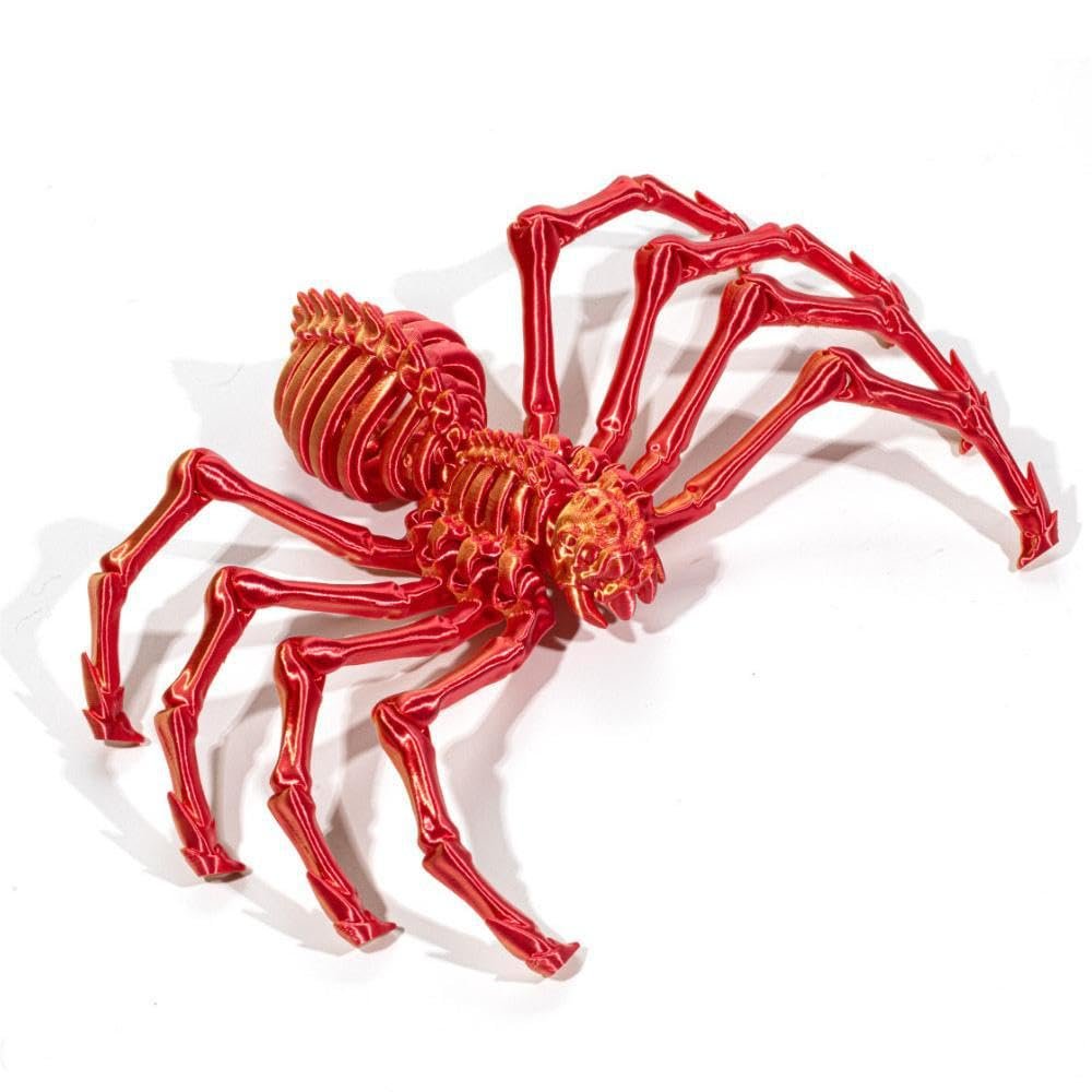 3D Printed Spider Fidget Toys, Articulated Fake Spider Figures Party Favors for Birthday Halloween Christmas, Stress Relief Desk Toys for Classroom Office Home (Black Red)
