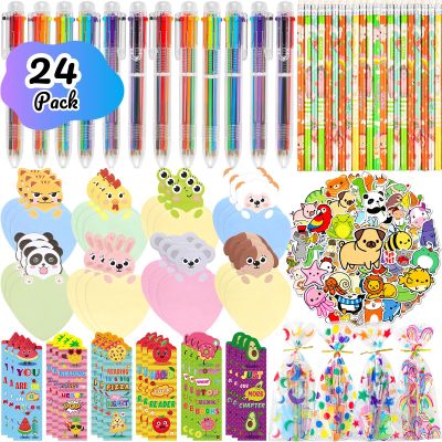Birthday Goodie Bags for Kids, 24Pack Return Gifts for Birthday Party with Multicolor Pen Pencils for Goodie Bag Stuffers Valentines Classroom Gifts for Kids Valentines Class Gift Rewards Prizes