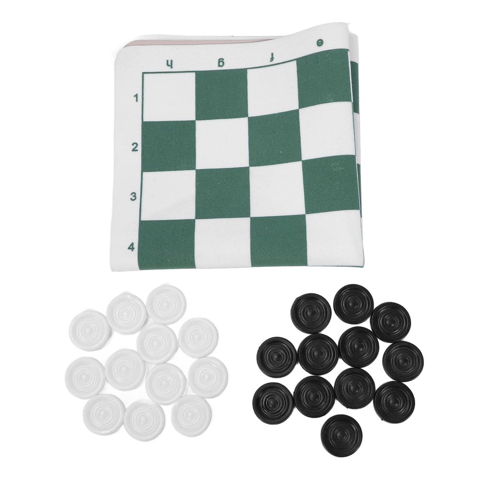 Jopwkuin Checkers Game, Checkers Board Game Safe Portable for Party for Adults (Green)