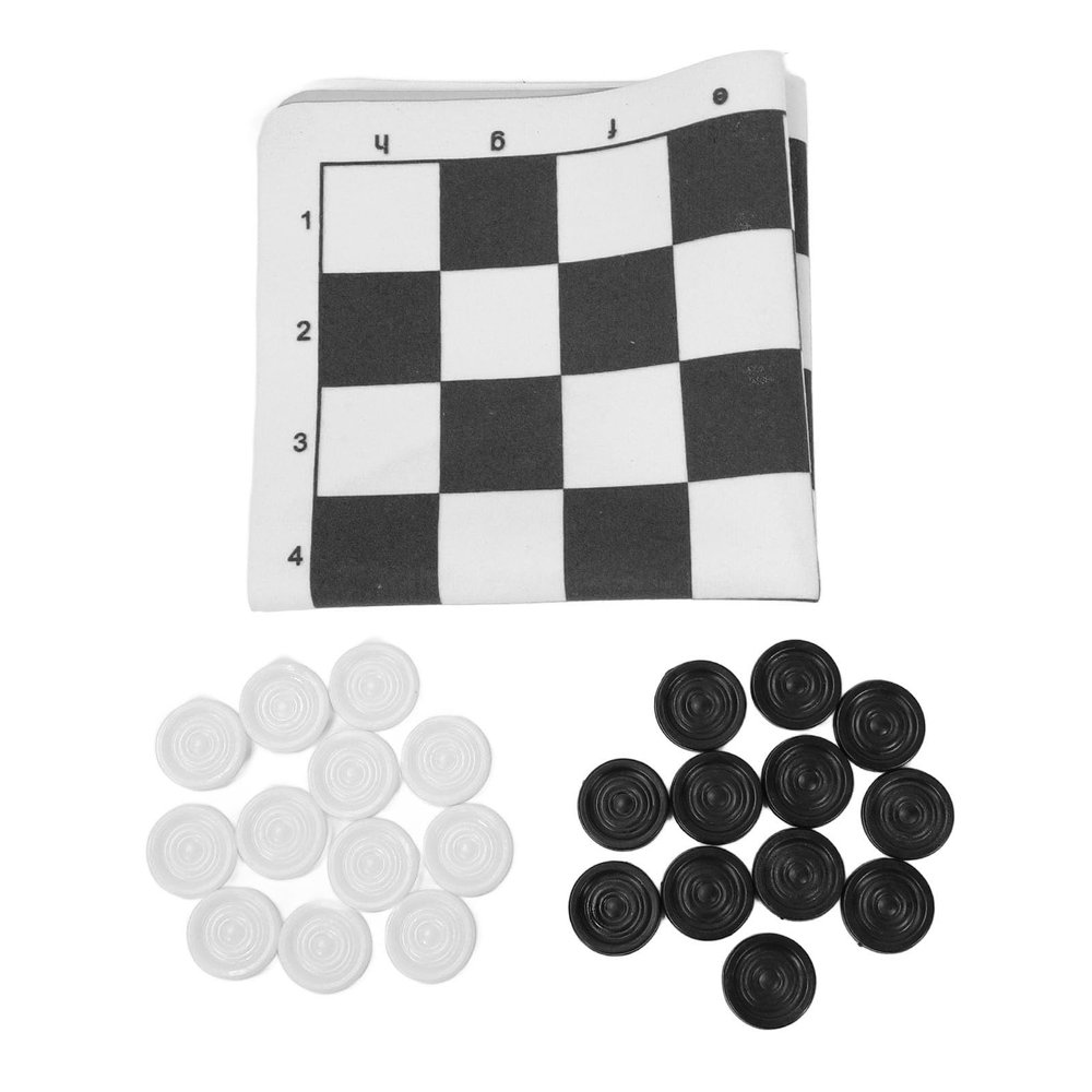 Jopwkuin Checkers Game, Checkers Board Game Safe Portable for Party for Adults (Black)