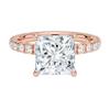 Handmade Moissanite Engagement Ring, Princess Cut 1-4 CT Bridal Promise Ring In Sterling Silver & Gold, Halo Accent Wedding Ring, Memorial Gift For Mother/Her (2 CARAT, Rose) view 1
