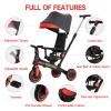 Winhope Kids Tricycle, 6 in 1 Baby's Tricycle Toddler Trike with Adjustable Push Handle, Reversible Seat and Canopy, Baby Stroller for 1-6 Year Olds, Suitable for Outdoor Activities(Red) view 4