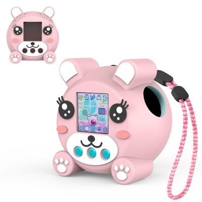 Cute Silicone Case for Punirunes Virtual Pet, Protective Skin Sleeve for Punirunes Virtual Electronic Pets Accessories with Lanyard - Pink
