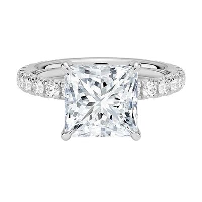 Handmade Moissanite Ring, Princess Cut 1-4 CT Anniversary Promise Ring In Sterling Silver & Solid Gold, Halo Wedding Ring For Women, Memorial Gift For Mother(3 CARAT, White)