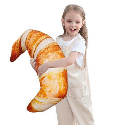 28in 3D Simulation Bread Plush, Croissant Pillow, Baguette Pillows, Food Pillows, Adorable Soft Plushies Stuffed Toy Room Decor Funny Gift for Kids and Adults