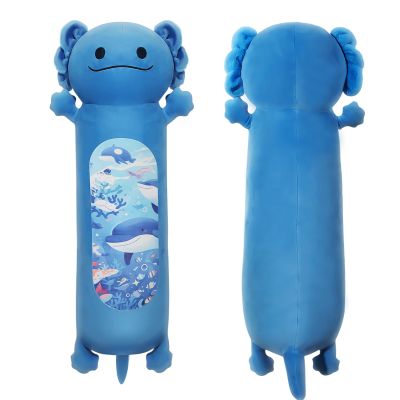 22 Long Axolotl Plush Body Pillow, Cute Blue Ocean Axolotl Stuffed Animals, Salamander Squishy Soft Plushies Toy, Gifts for Kids Girls and Boys, Birthdays, Halloween, Christmas 