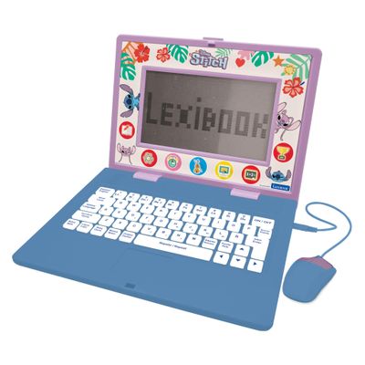 Lexibook, Disney Stitch, Bilingual and Educational Laptop Spanish/English, Toy for Children, 170 Activities to Learn, Play Games and Music, Large Screen, Blue, JC599Di2