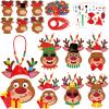 30Sets Christmas Crafts Kits for Kids Reindeer DIY Necklaces Bulk Reindeer Beaded Necklace Arts Crafts Kit for Festive Xmas Holiday Winter Party Classroom Decors Games Activities, 6 Style view 1
