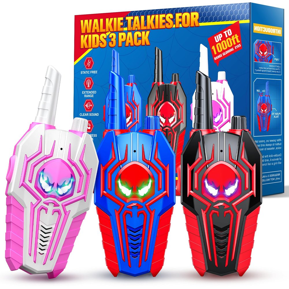 Walkie Talkies for Kids Boys: 3 Pack Kids Walkie Talkies Toys Gifts for 3 4 5 6 7 8 9 10 Year Old Girls Boys Family Hiking Camping Outdoor Toys for Kids Two Way Radio Boy Girl Gift Age 3-12